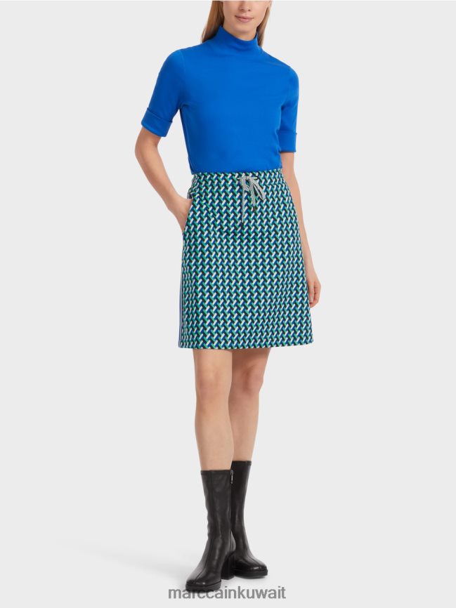 Marc Cain تنورة واسعة مع تصميم شامل LVN0D6457 ملابس المينا