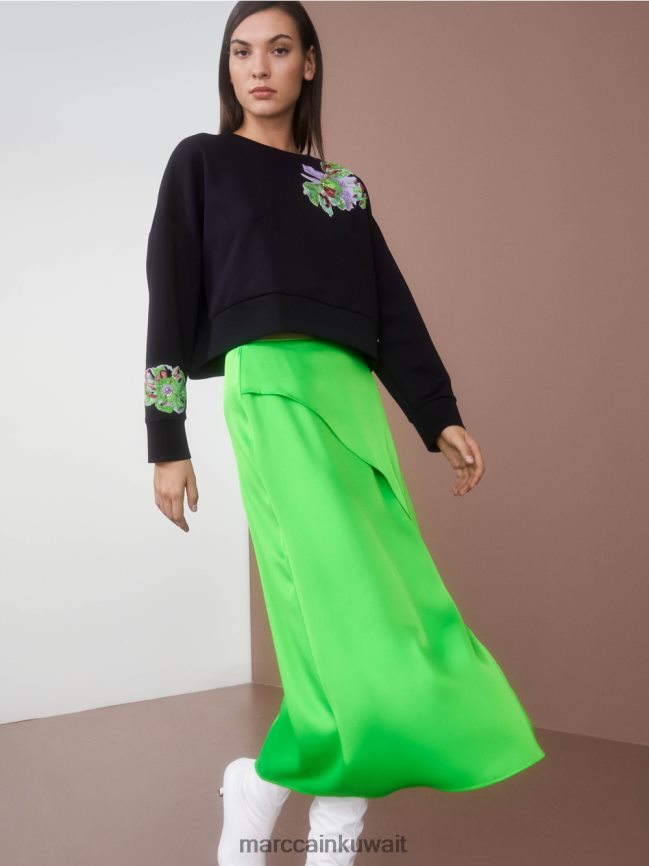 Marc Cain تنورة بتأثير ملفوف LVN0D6458 ملابس التفاح الأخضر الداكن