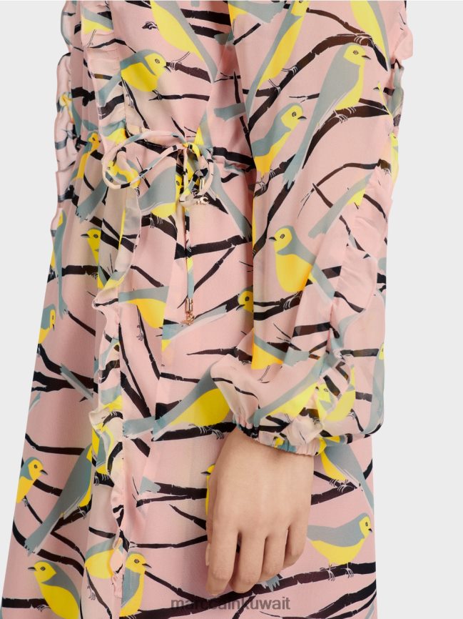 Marc Cain فستان تصميم الطيور LVN0D645 ملابس مسحوق وردي ناعم