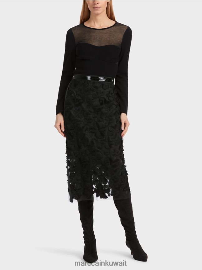 Marc Cain تنورة ميدي أنيقة LVN0D6460 ملابس أسود