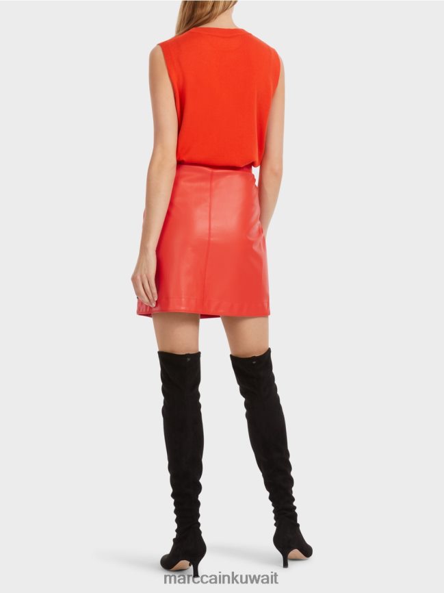 Marc Cain تنورة قصيرة من الجلد المرح LVN0D6462 ملابس كامباري