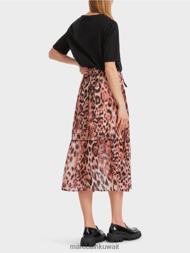 Marc Cain تنورة طويلة الطبقات مع طباعة ليو LVN0D6464 ملابس كامباري