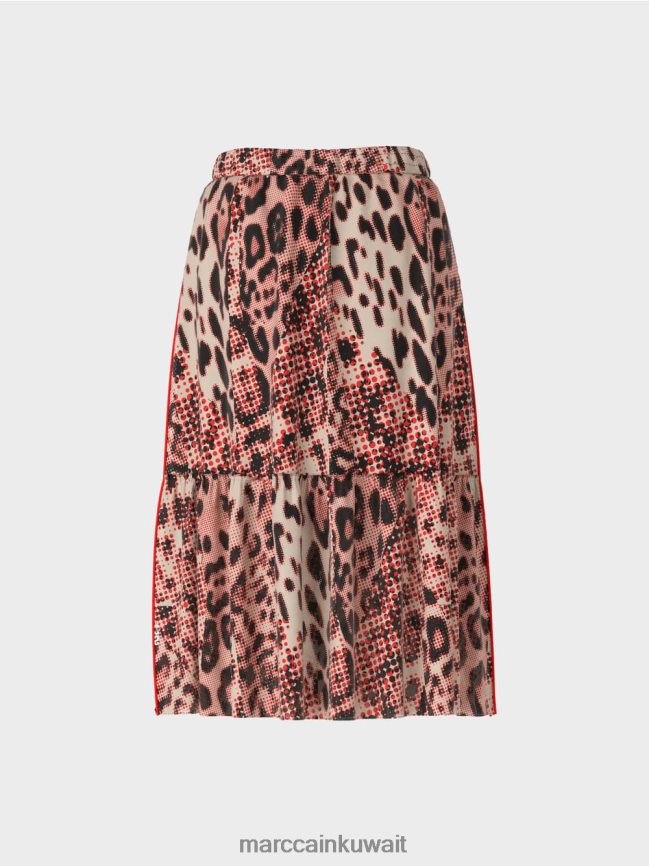 Marc Cain تنورة طويلة الطبقات مع طباعة ليو LVN0D6464 ملابس كامباري