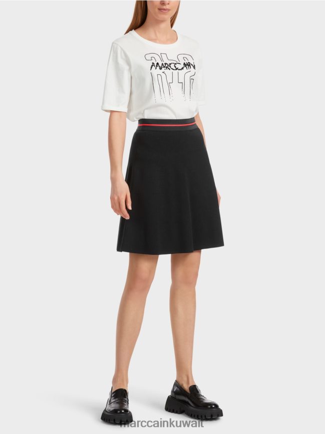 Marc Cain تنورة قصيرة "إعادة التفكير معًا". LVN0D6465 ملابس اسود و ابيض