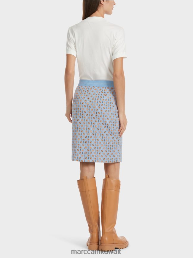 Marc Cain تنورة بطول الركبة مع تصميم جرافيك LVN0D6468 ملابس سماء الصيف المظلمة