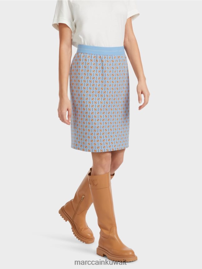 Marc Cain تنورة بطول الركبة مع تصميم جرافيك LVN0D6468 ملابس سماء الصيف المظلمة