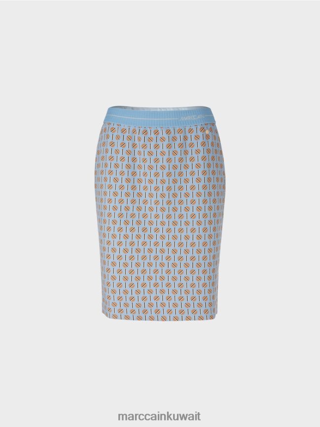 Marc Cain تنورة بطول الركبة مع تصميم جرافيك LVN0D6468 ملابس سماء الصيف المظلمة