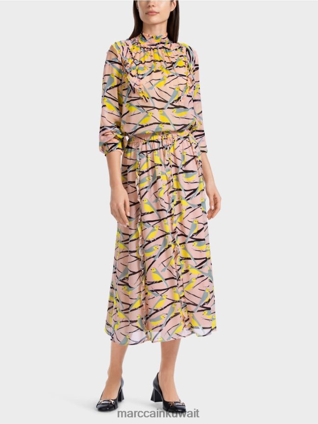 Marc Cain تنورة ميدي مع تفاصيل كشكش LVN0D6472 ملابس مسحوق وردي ناعم