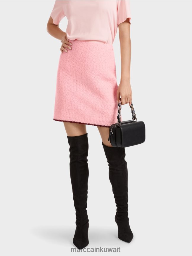 Marc Cain تنورة قصيرة محبوكة في ألمانيا LVN0D6474 ملابس مسحوق وردي ناعم