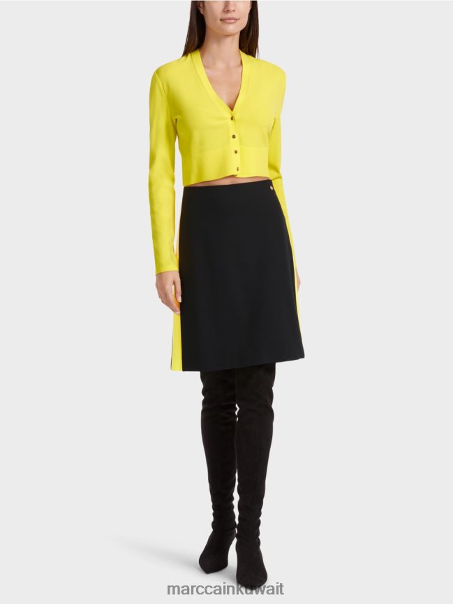 Marc Cain تنورة قصيرة بخطوط متباينة الألوان LVN0D6475 ملابس أسود