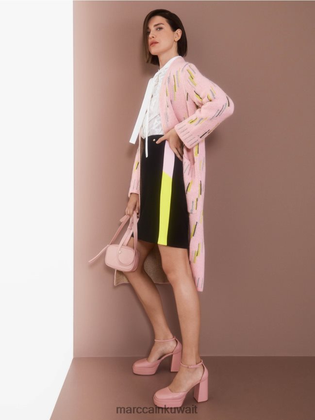 Marc Cain تنورة قصيرة بخطوط متباينة الألوان LVN0D6475 ملابس أسود