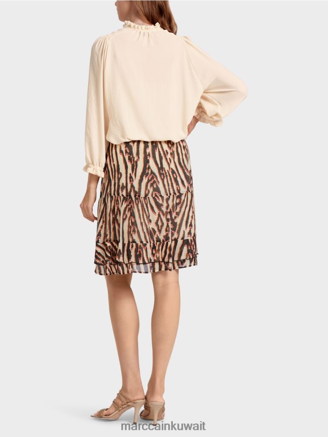 Marc Cain تنورة قصيرة مكشكشة من كريب الفيسكوز LVN0D6477 ملابس أحمر عميق