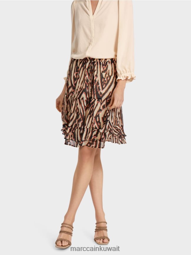 Marc Cain تنورة قصيرة مكشكشة من كريب الفيسكوز LVN0D6477 ملابس أحمر عميق