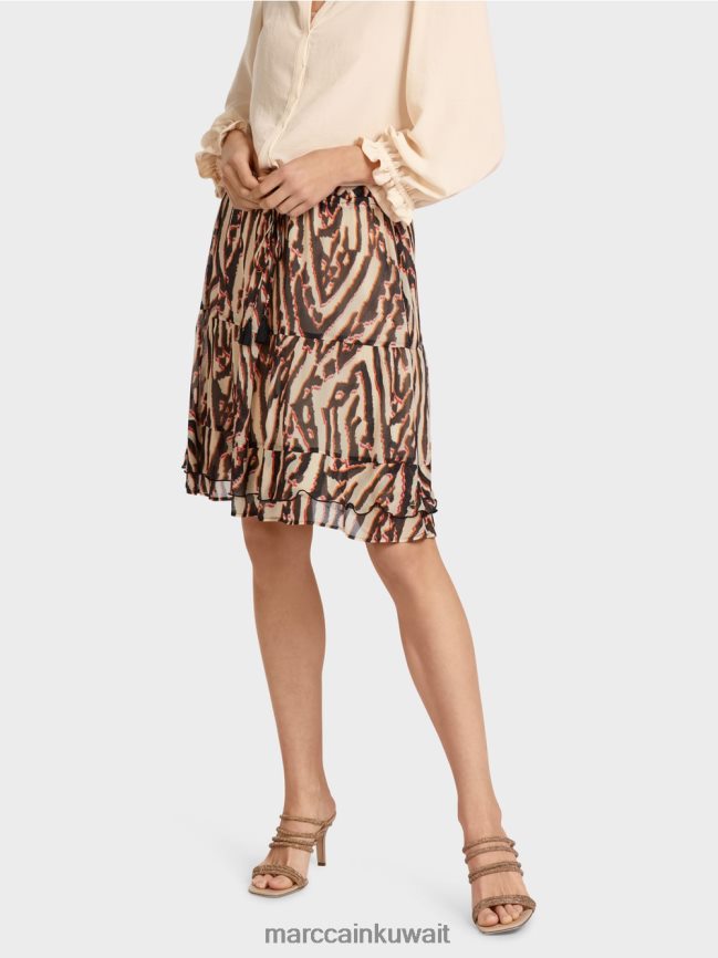 Marc Cain تنورة قصيرة مكشكشة من كريب الفيسكوز LVN0D6477 ملابس أحمر عميق