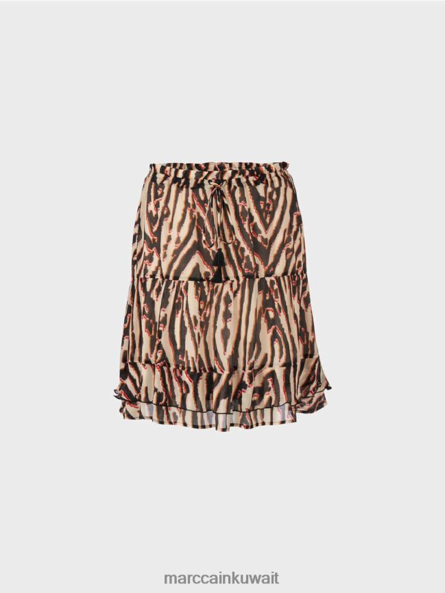 Marc Cain تنورة قصيرة مكشكشة من كريب الفيسكوز LVN0D6477 ملابس أحمر عميق