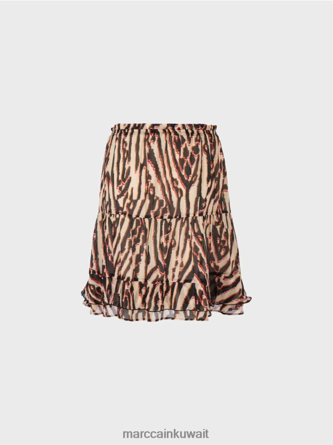 Marc Cain تنورة قصيرة مكشكشة من كريب الفيسكوز LVN0D6477 ملابس أحمر عميق