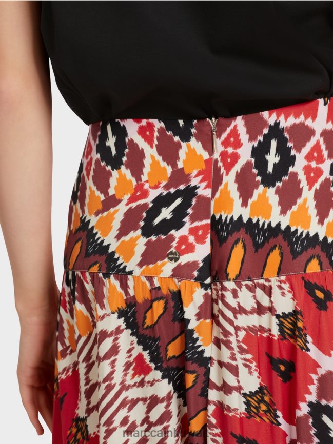 Marc Cain تنورة بلوحة مطبوعة LVN0D6478 ملابس أحمر عميق