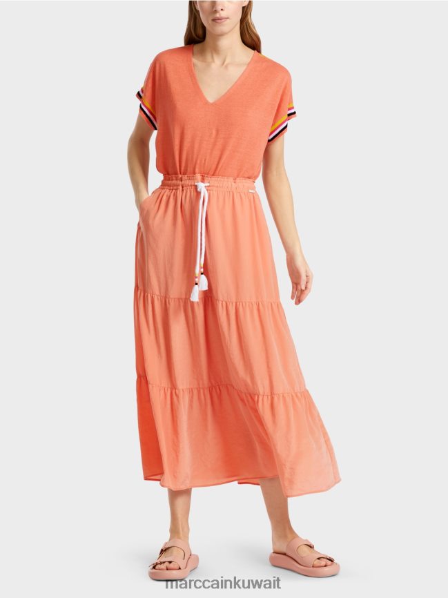 Marc Cain تنورة انتفض مع الحبل LVN0D6480 ملابس الطين الخفيف