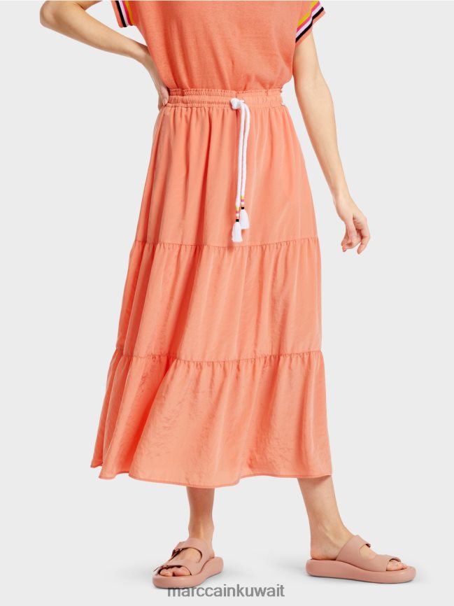 Marc Cain تنورة انتفض مع الحبل LVN0D6480 ملابس الطين الخفيف