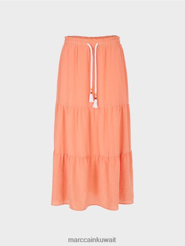 Marc Cain تنورة انتفض مع الحبل LVN0D6480 ملابس الطين الخفيف