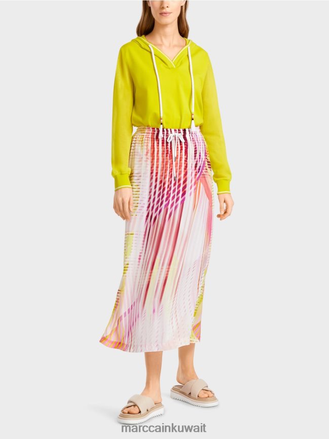 Marc Cain تنورة ملونة بنمط مخطط LVN0D6481 ملابس ليميد خفيف