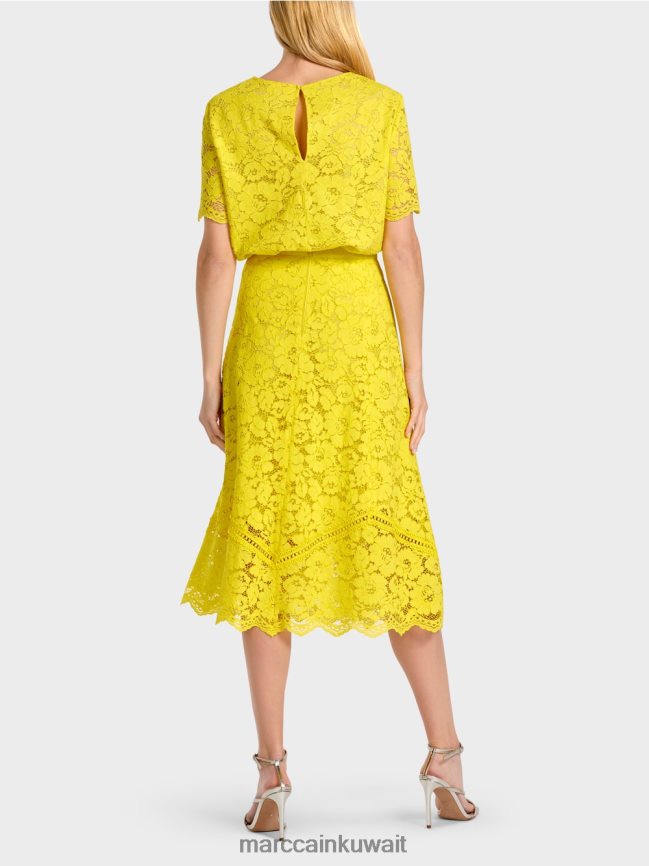 Marc Cain تنورة من قماش الدانتيل LVN0D6484 ملابس الليمون الأخضر