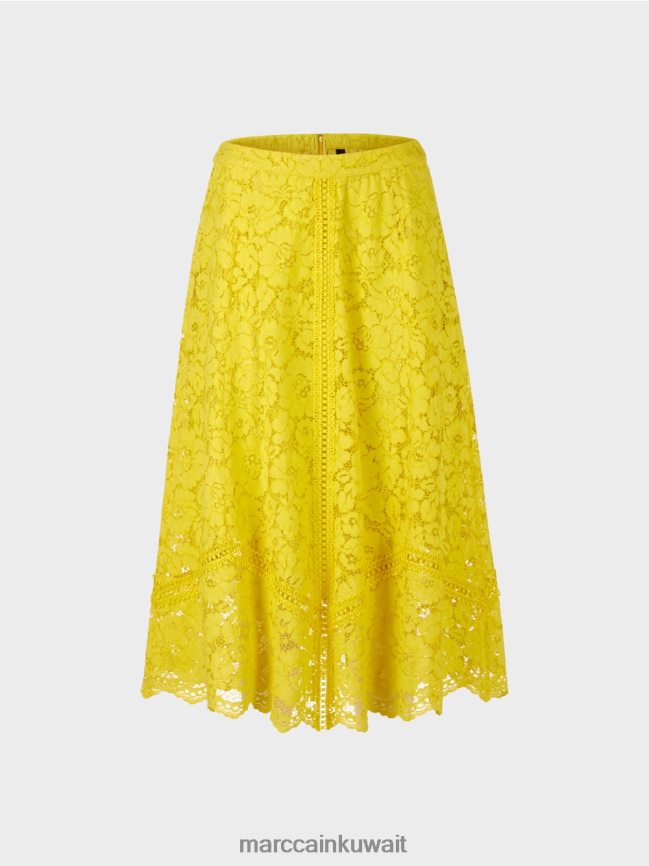 Marc Cain تنورة من قماش الدانتيل LVN0D6484 ملابس الليمون الأخضر