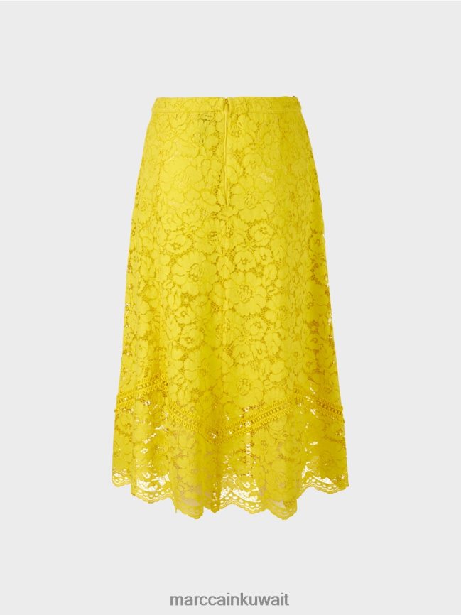 Marc Cain تنورة من قماش الدانتيل LVN0D6484 ملابس الليمون الأخضر