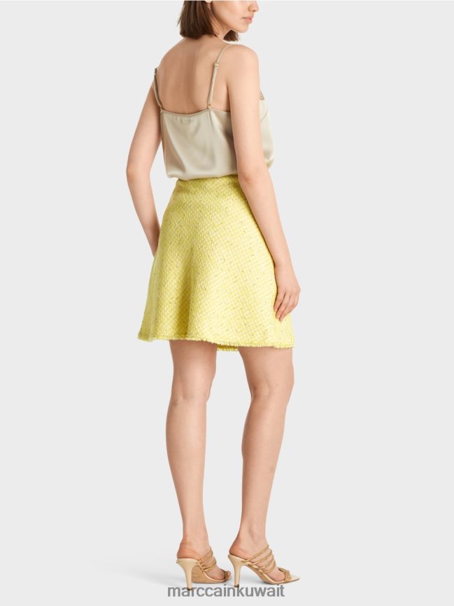 Marc Cain تنورة قصيرة بوكل واسعة LVN0D6485 ملابس الليمون الأخضر