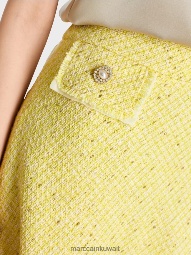 Marc Cain تنورة قصيرة بوكل واسعة LVN0D6485 ملابس الليمون الأخضر