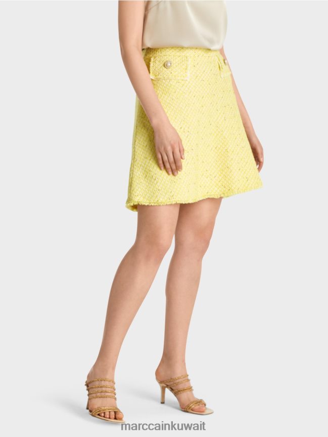 Marc Cain تنورة قصيرة بوكل واسعة LVN0D6485 ملابس الليمون الأخضر