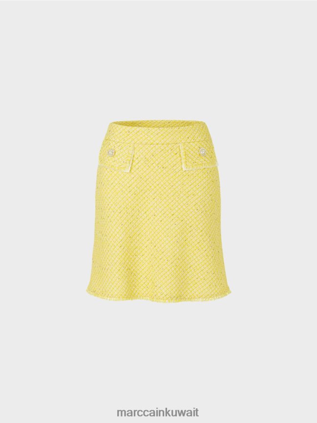 Marc Cain تنورة قصيرة بوكل واسعة LVN0D6485 ملابس الليمون الأخضر