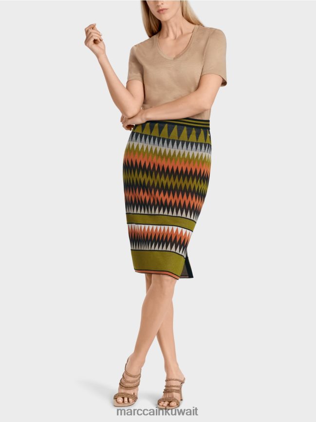 Marc Cain تنورة ضيقة "محبوكة في ألمانيا" LVN0D6487 ملابس زيتوني أخضر عميق