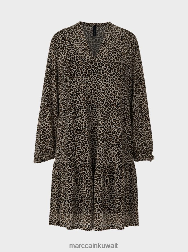 Marc Cain فستان خفيف الوزن من كريب الفيسكوز LVN0D648 ملابس كريم مسحوق