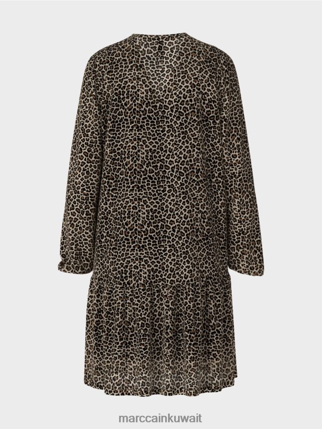 Marc Cain فستان خفيف الوزن من كريب الفيسكوز LVN0D648 ملابس كريم مسحوق