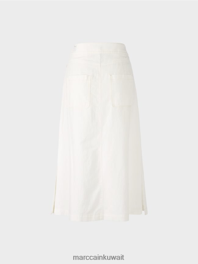 Marc Cain تنورة المشتعل LVN0D6491 ملابس أبيض مصفر