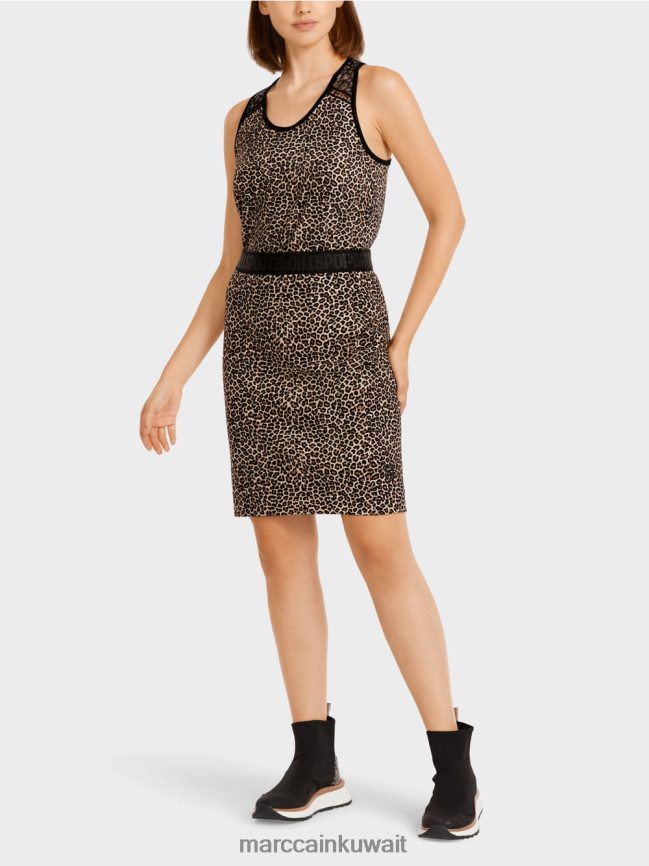 Marc Cain تنورة قصيرة مع طباعة الفهد LVN0D6496 ملابس كريم مسحوق
