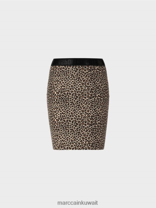 Marc Cain تنورة قصيرة مع طباعة الفهد LVN0D6496 ملابس كريم مسحوق