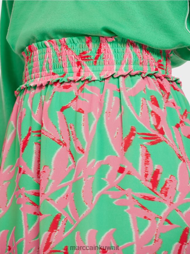 Marc Cain تنورة انتفض مع نمط الأزهار LVN0D6499 ملابس اليشم مشرق