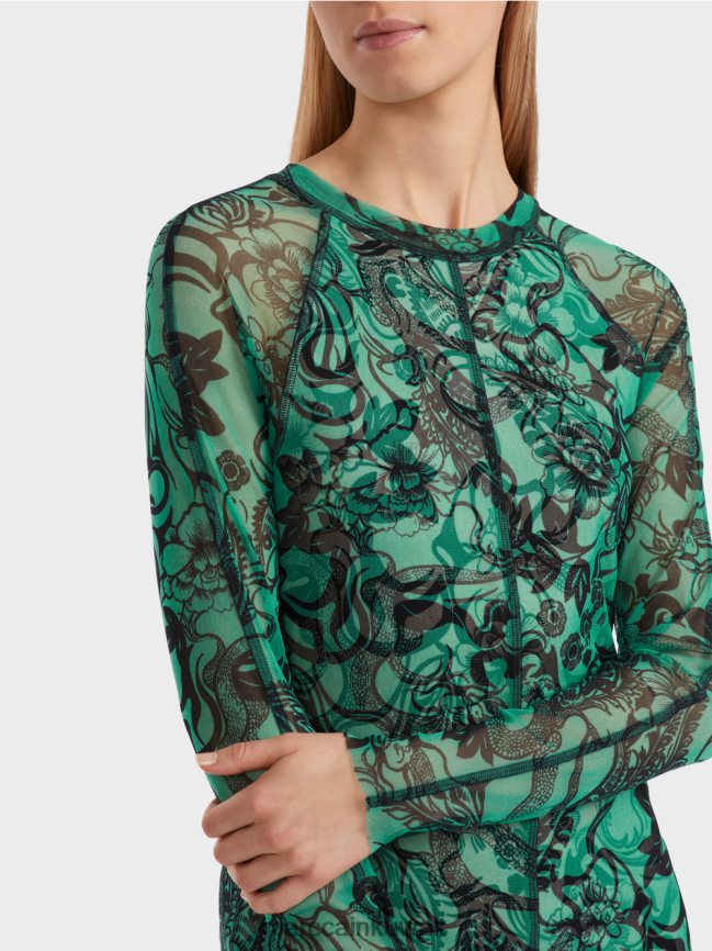 Marc Cain فستان من التول المطاطي يعانق الجسم LVN0D64 ملابس المينا