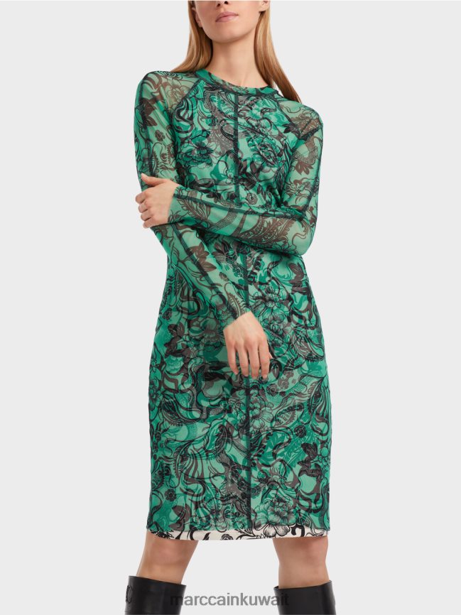 Marc Cain فستان من التول المطاطي يعانق الجسم LVN0D64 ملابس المينا