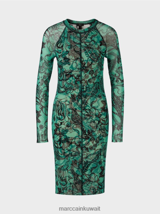 Marc Cain فستان من التول المطاطي يعانق الجسم LVN0D64 ملابس المينا