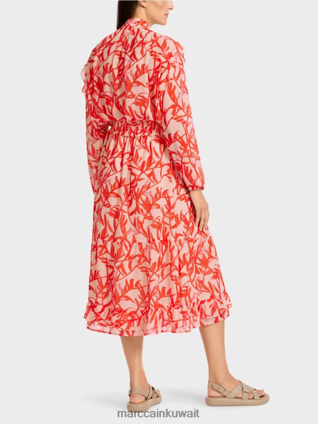 Marc Cain تنورة انتفض مع نمط الأزهار LVN0D6500 ملابس تان مشرق