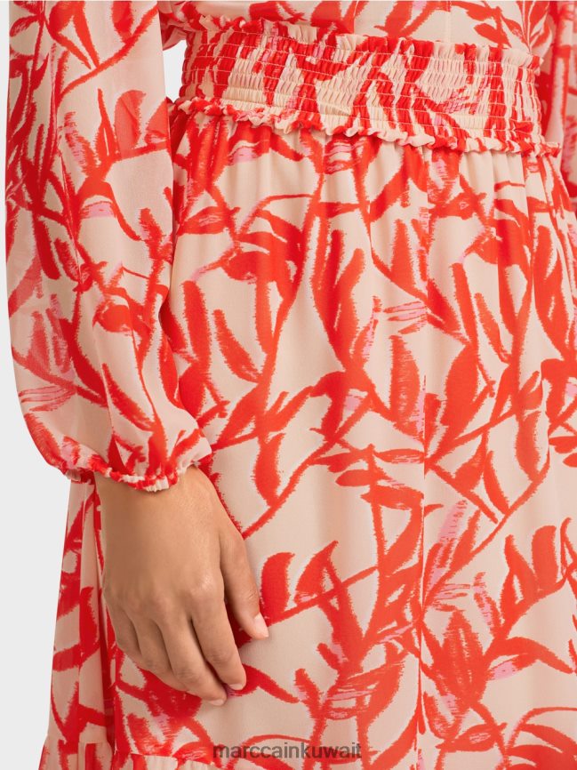 Marc Cain تنورة انتفض مع نمط الأزهار LVN0D6500 ملابس تان مشرق