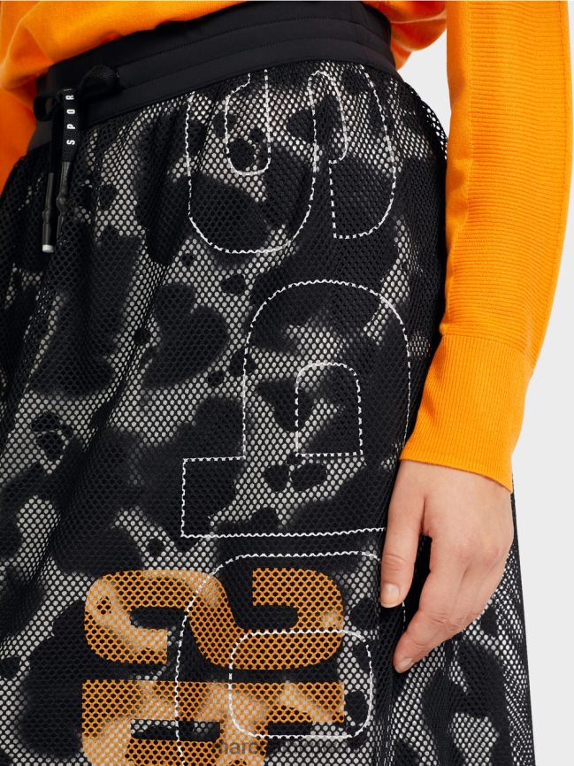 Marc Cain تنورة شبكية مع بطانة مطبوعة LVN0D6501 ملابس أسود