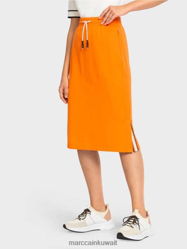 Marc Cain تنورة جيرسي رياضية LVN0D6502 ملابس برتقالي مشرق
