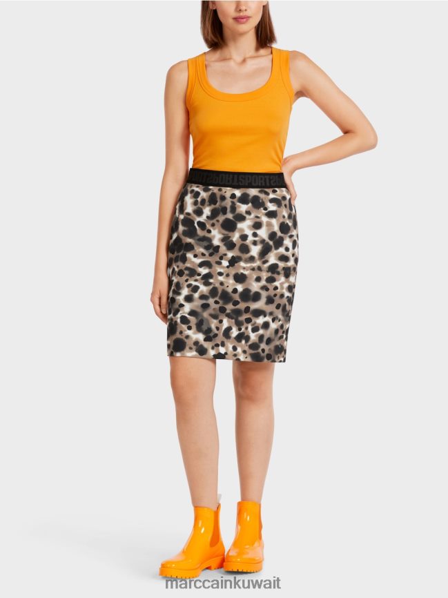 Marc Cain تنورة قصيرة بطبعة الفهد LVN0D6504 ملابس قهوة خفيفة