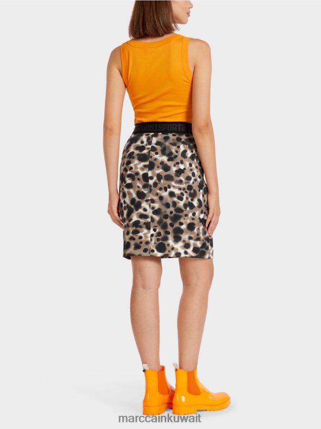 Marc Cain تنورة قصيرة بطبعة الفهد LVN0D6504 ملابس قهوة خفيفة