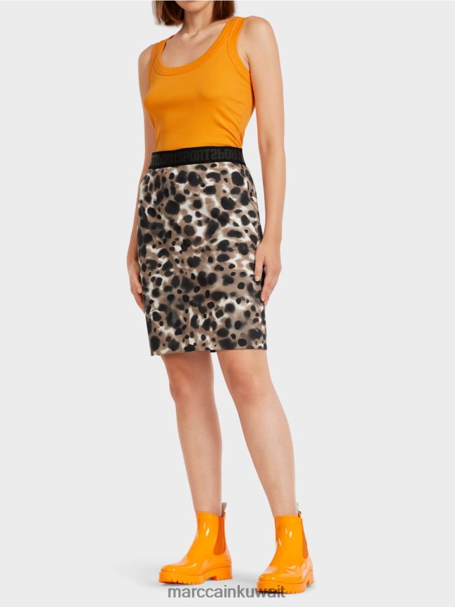 Marc Cain تنورة قصيرة بطبعة الفهد LVN0D6504 ملابس قهوة خفيفة