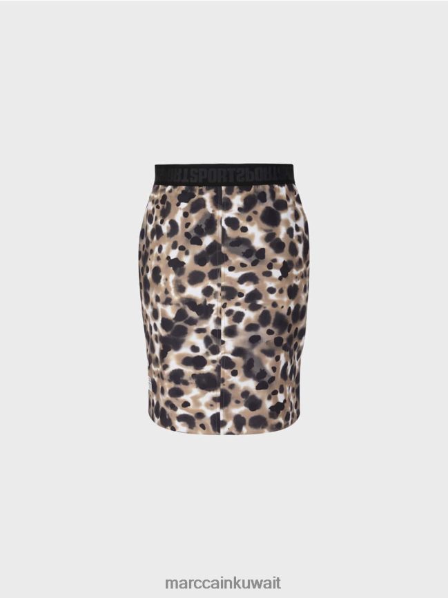 Marc Cain تنورة قصيرة بطبعة الفهد LVN0D6504 ملابس قهوة خفيفة